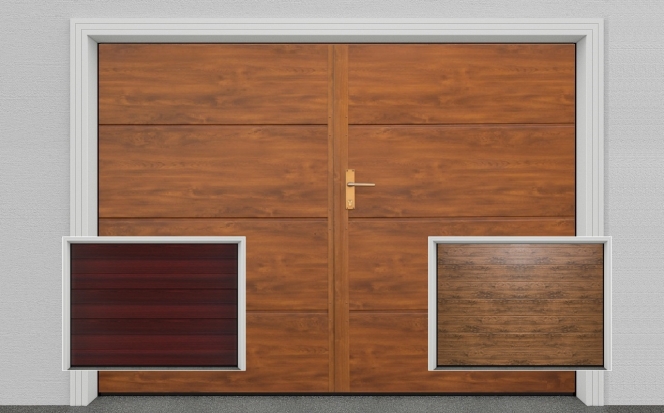 Dvoukřídlá zateplená vrata do šířky 2700 mm - imitace dřeva