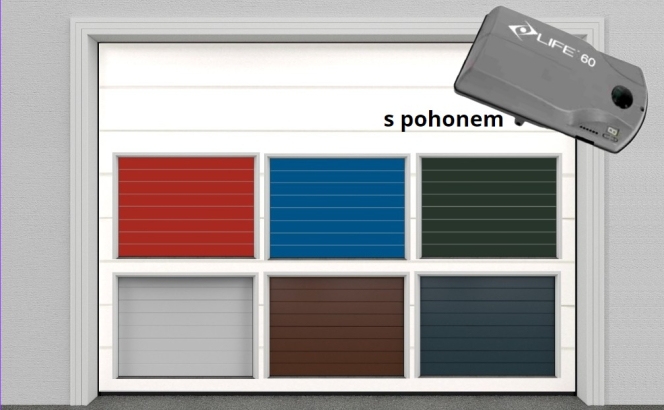Sekční garážová vrata S POHONEM do šířky 3500 mm - standardní barvy
