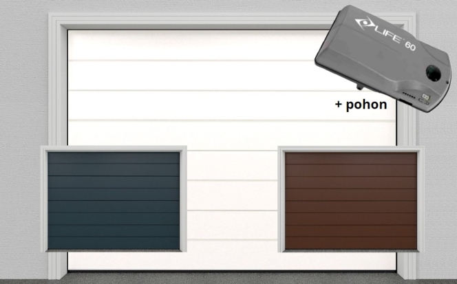Sekční garážová vrata DIY S POHONEM do šířky 2750 mm - standardní barvy