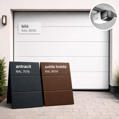 Sekční garážová vrata DIY S POHONEM do šířky 3500 mm - standardní barvy
