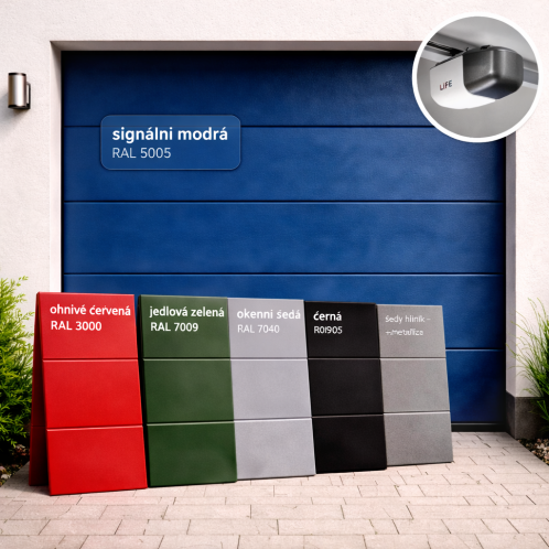 Sekční garážová vrata DIY S POHONEM do šířky 2500 mm - nestandardní barva